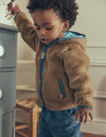 Hooded Borg Jacket-Brown Multi Tractors
