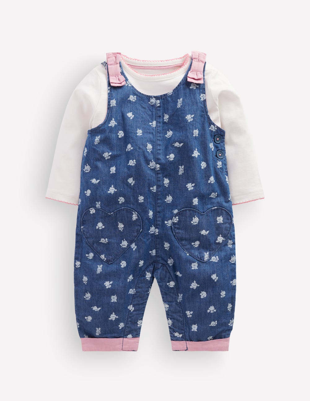 Woven Dungarees Set-Chambray Roses - Image 1