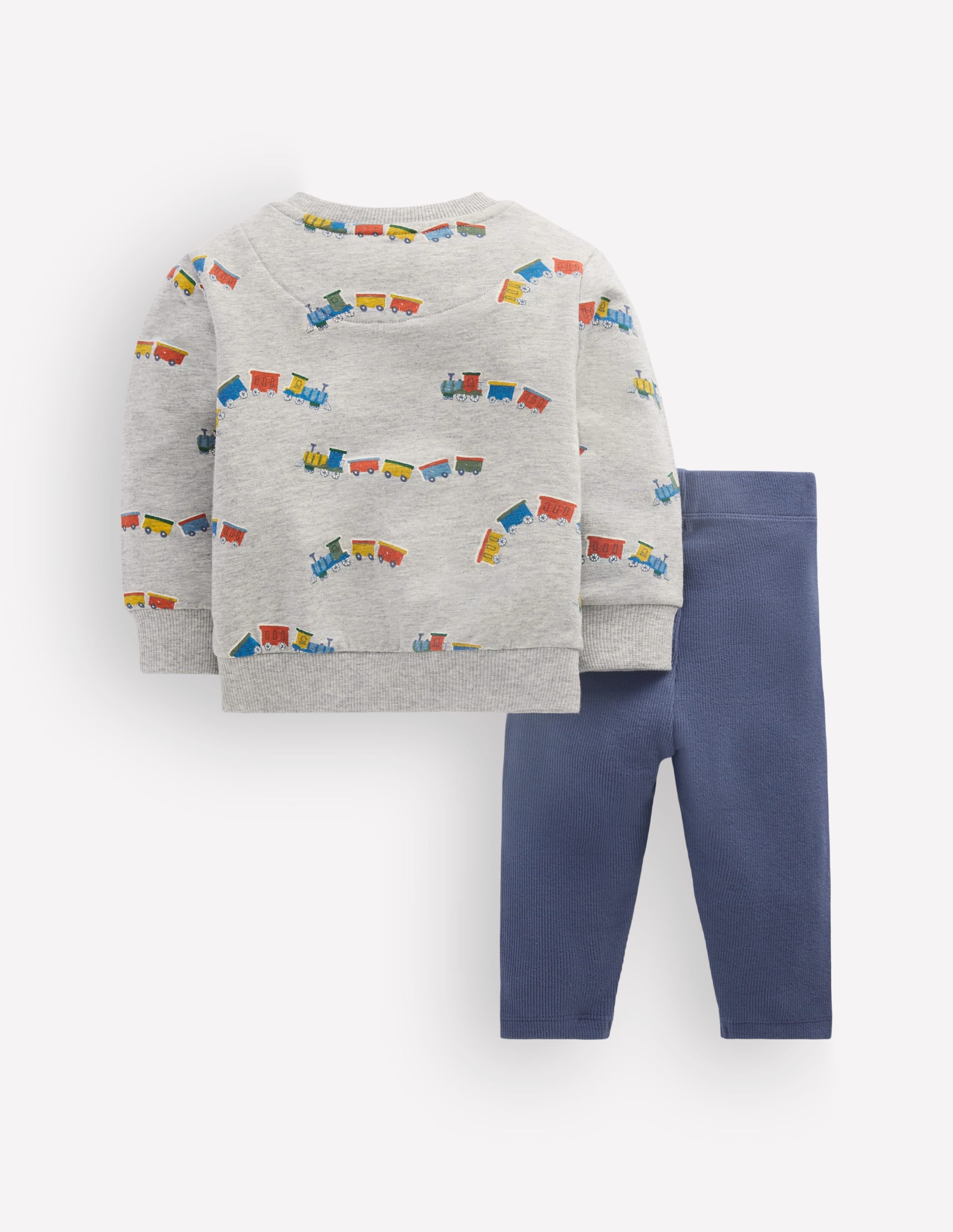 Sweatshirt & Legging Set-Grey Marl Trains - Image 2
