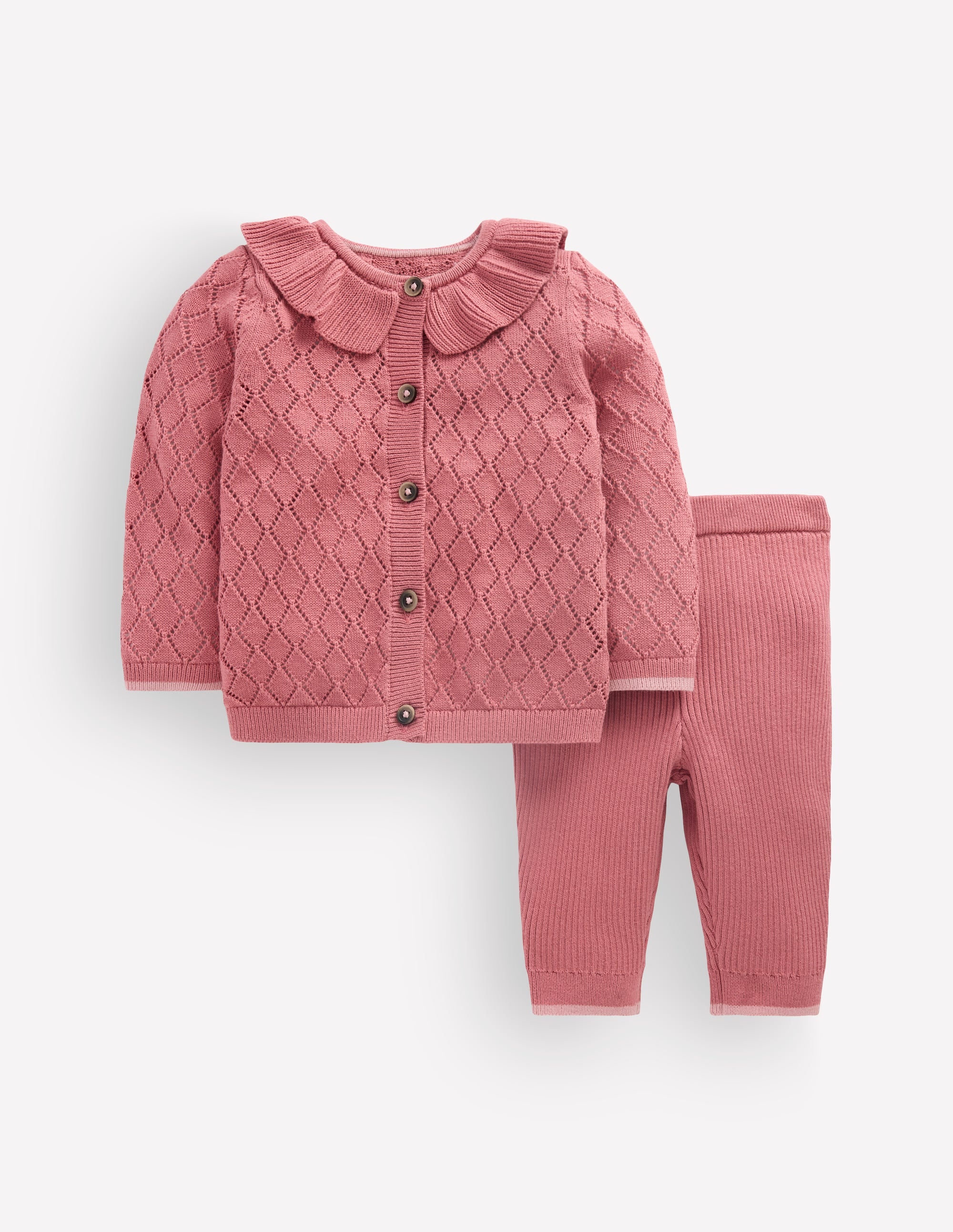 Pointelle Knitted Play Set-Vintage Rose - Image 2