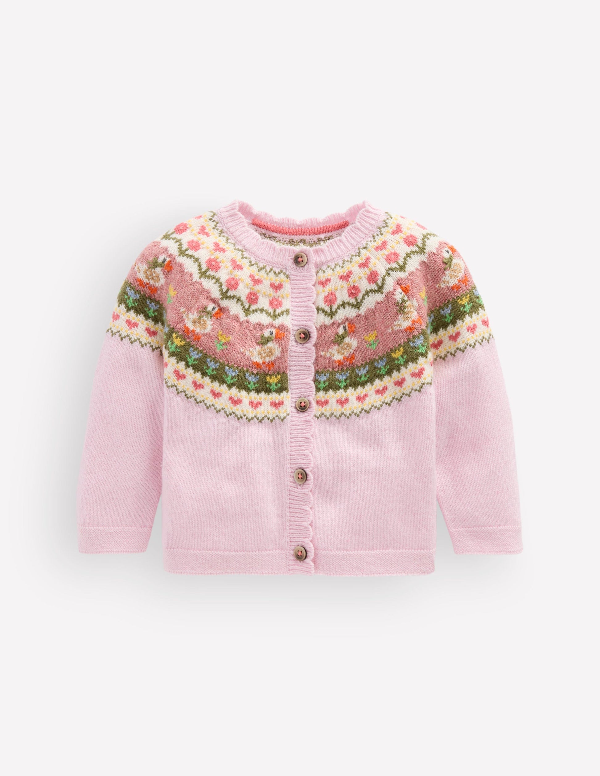 Fair Isle Cardigan-Chalk Pink Geese Fair Isle-1