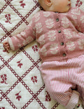 Fair Isle Cardigan-Pink Heather Marl