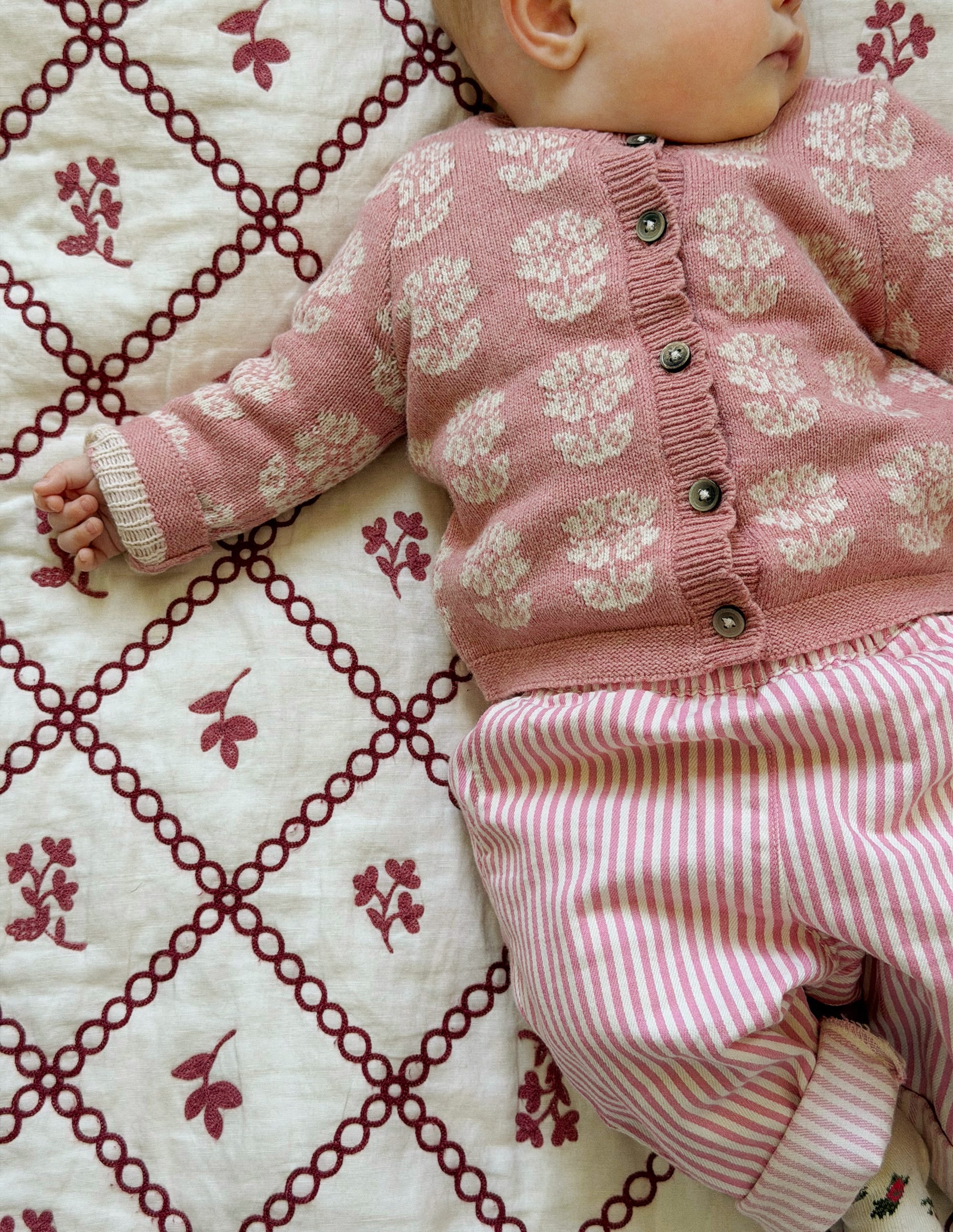 Fair Isle Cardigan-Pink Heather Marl - Image 1