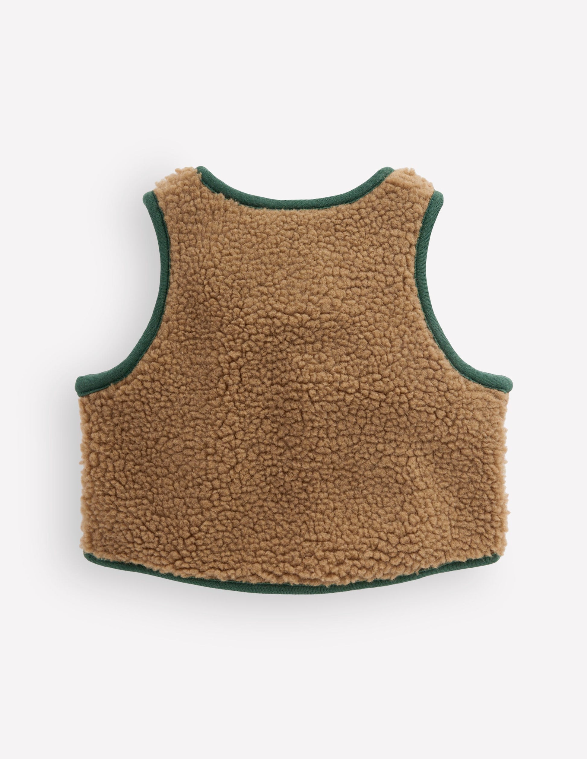 Plain Borg Gilet-Brown and Dark Green-2