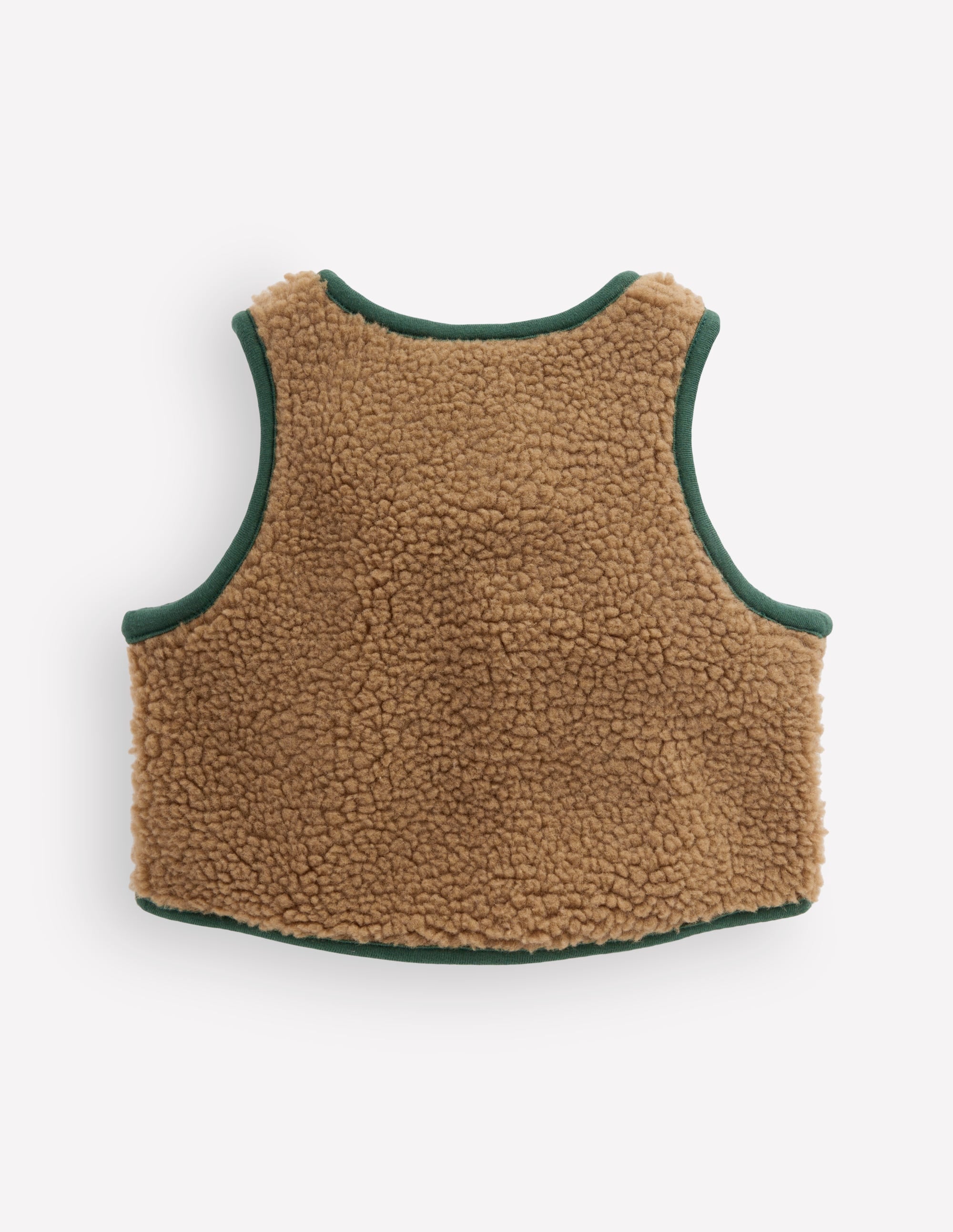 Plain Borg Gilet-Brown and Dark Green - Image 2