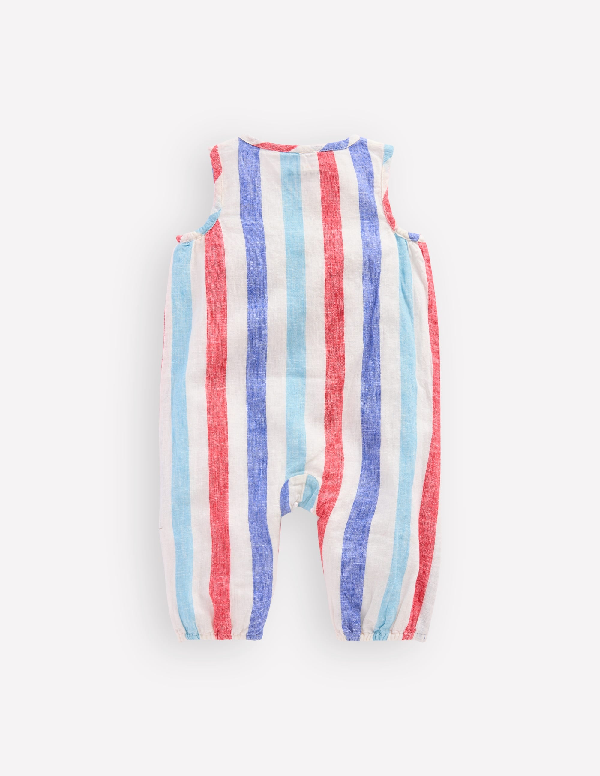 Button Down Romper-Red and Blue Multi Stripe - Image 3