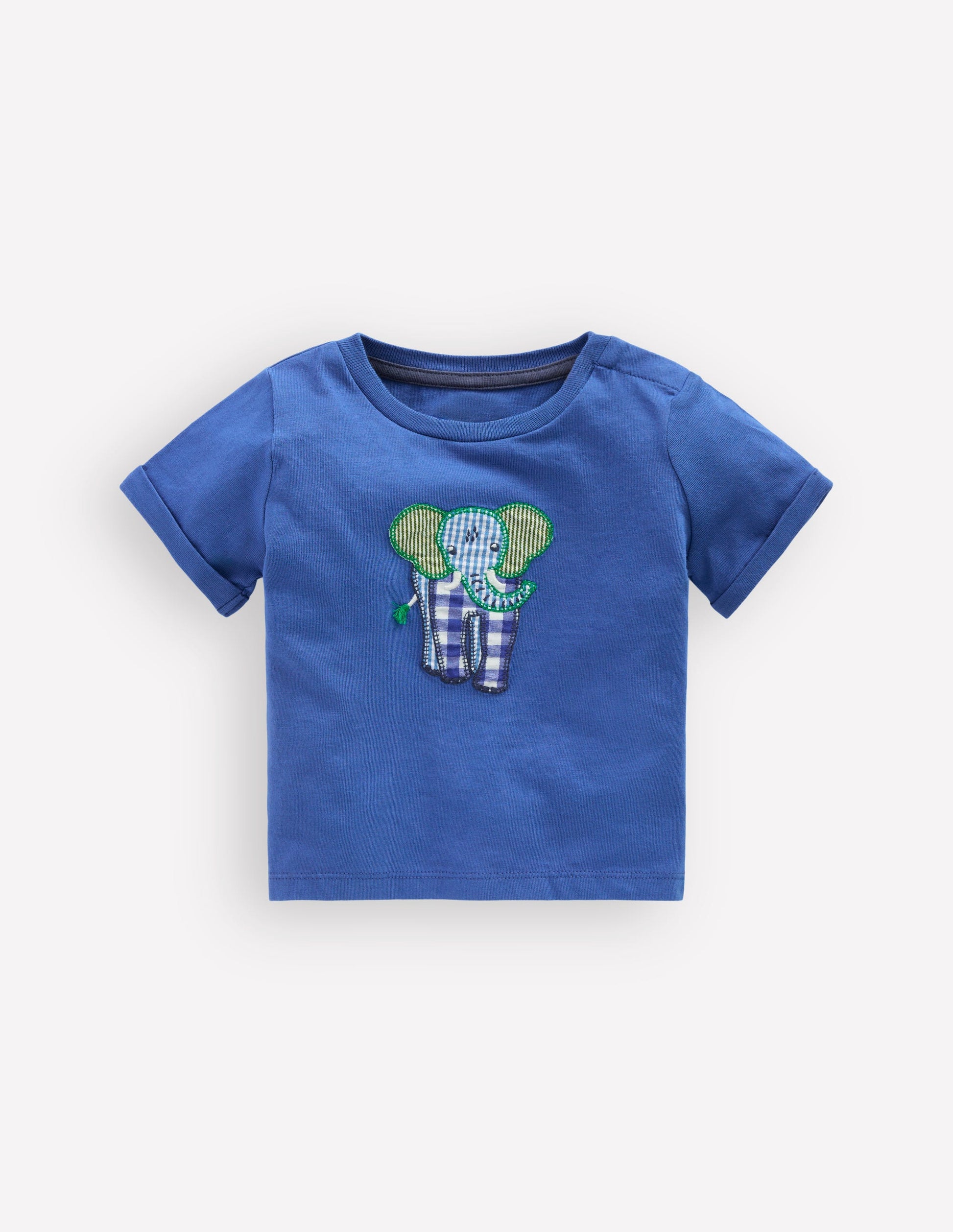 Short Sleeve Logo T-shirt-Blue Elephant Patchwork-1