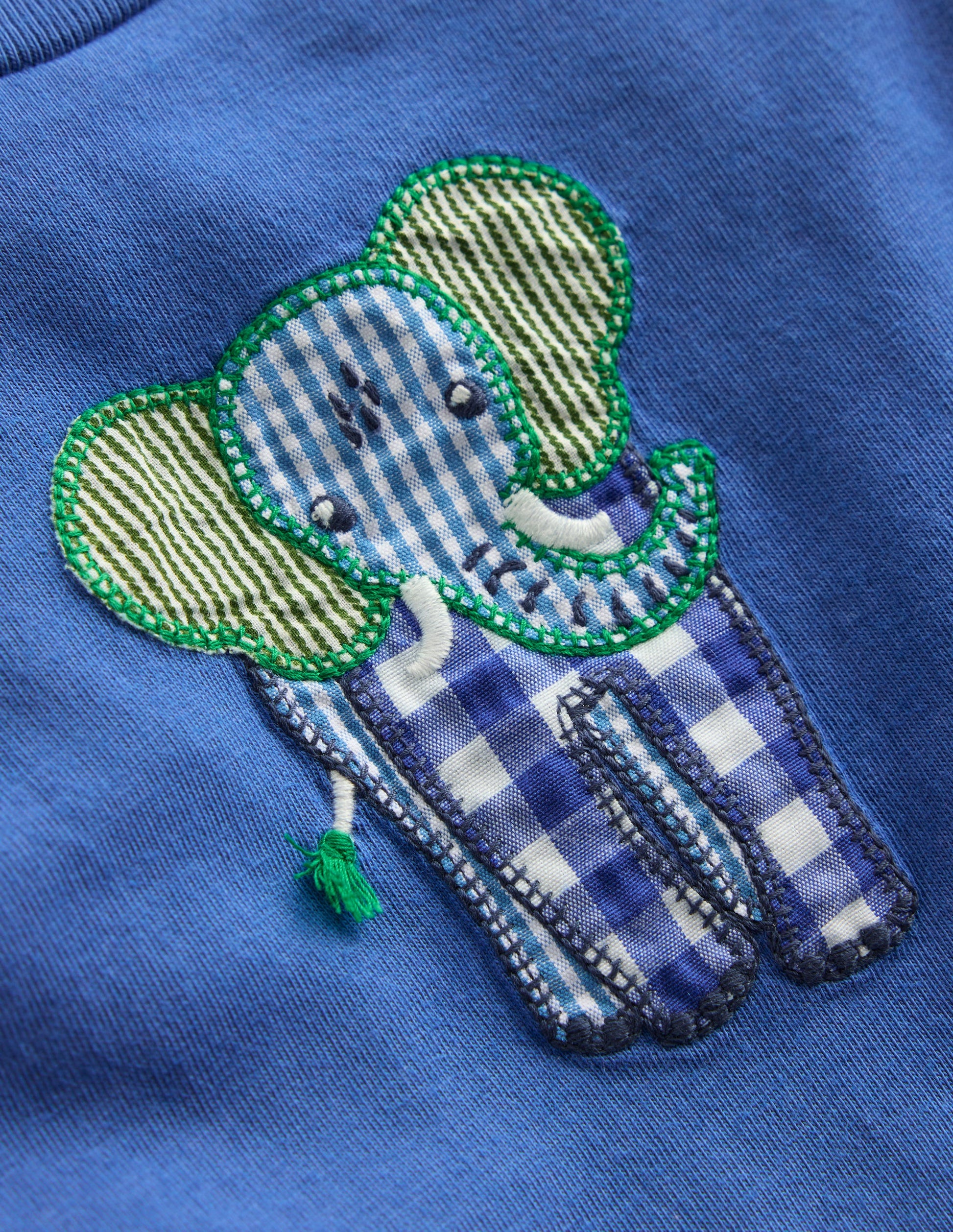 Short Sleeve Logo T-shirt-Blue Elephant Patchwork-3