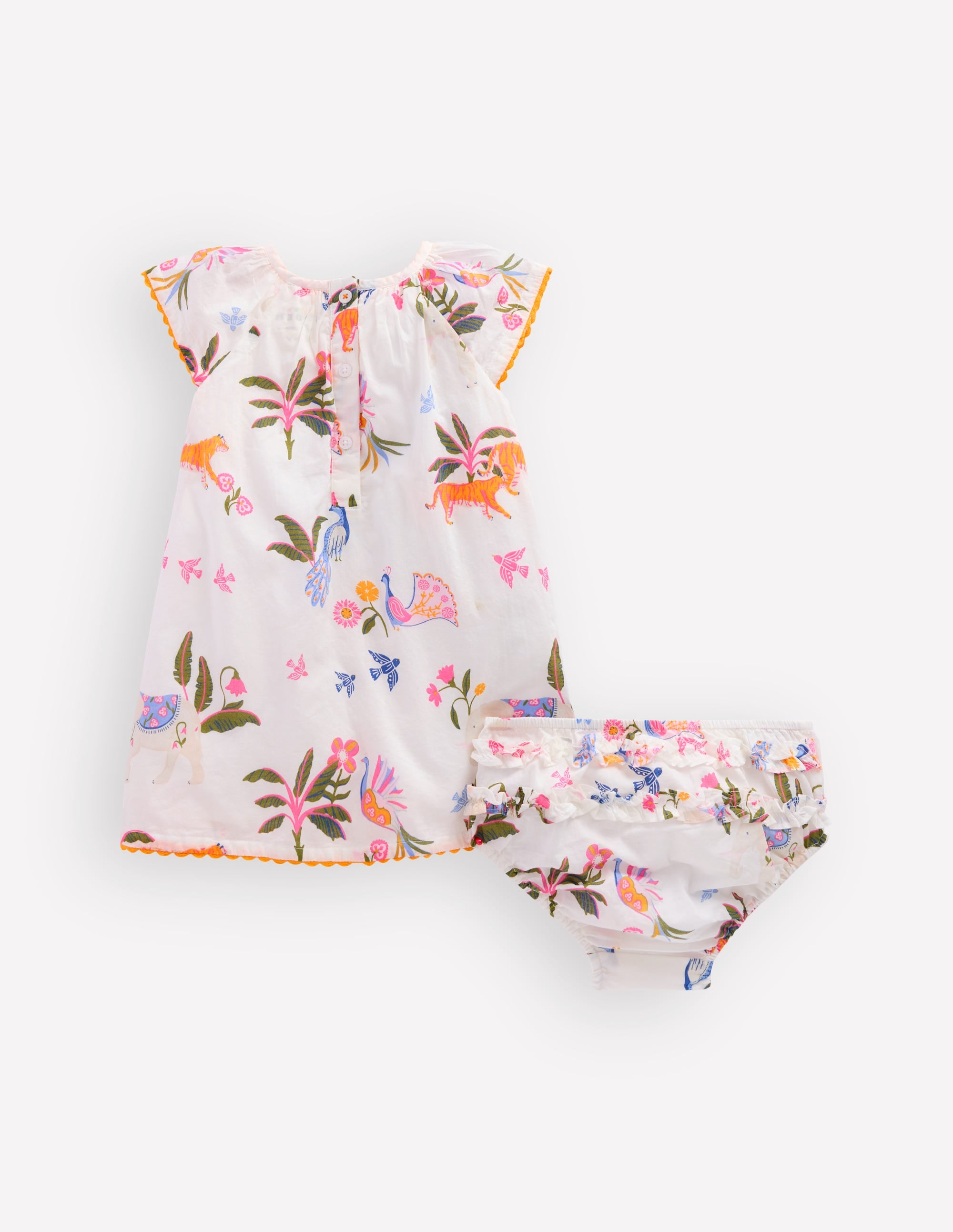 Floaty Shirred Dress-Ivory Jungle Animals - Image 2