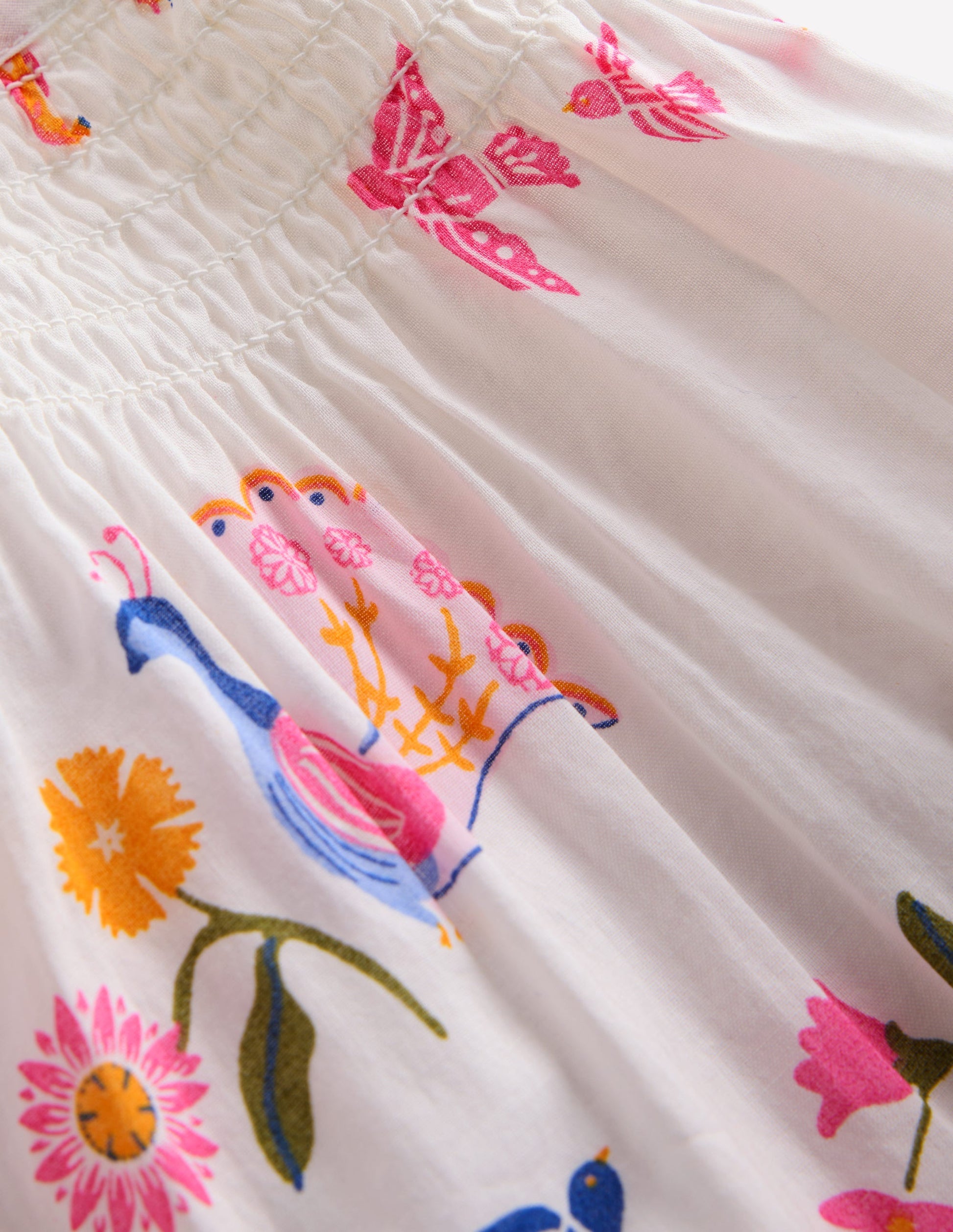 Floaty Shirred Dress-Ivory Jungle Animals-3