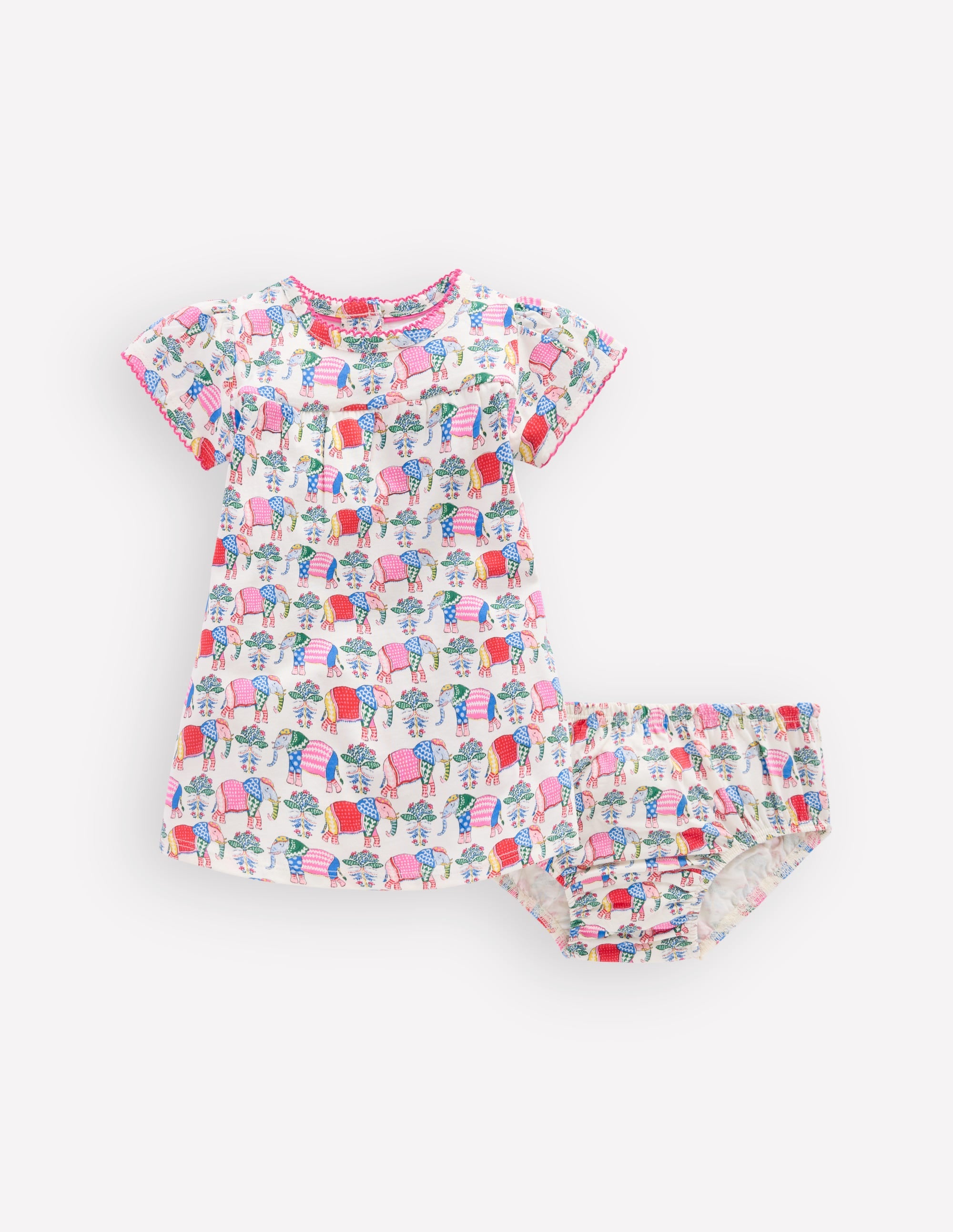 Gathered Jersey Dress-Multi Small Elephant - Image 1