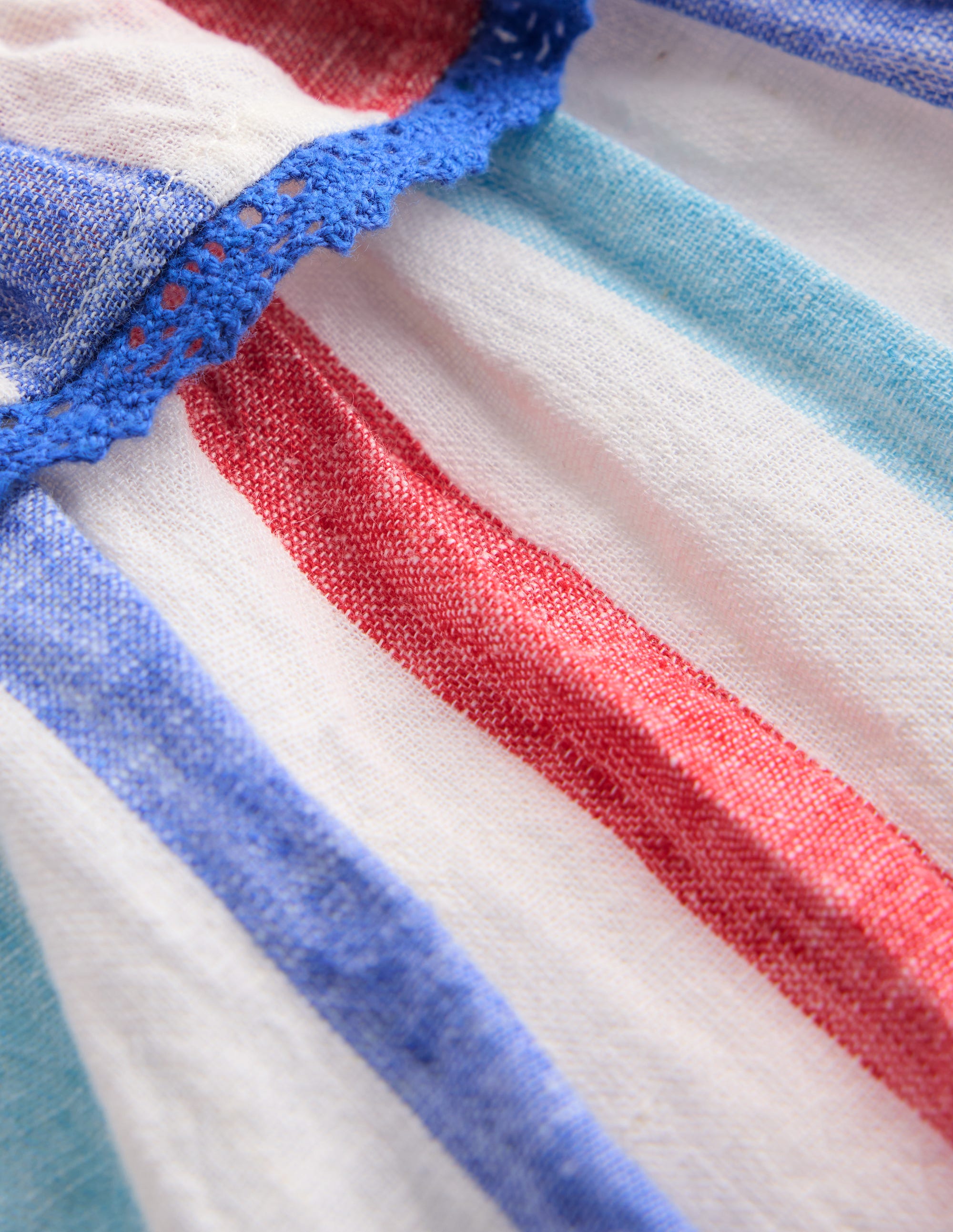 Frill Neck Bubble Romper-Red and Blue Multi Stripe - Image 4