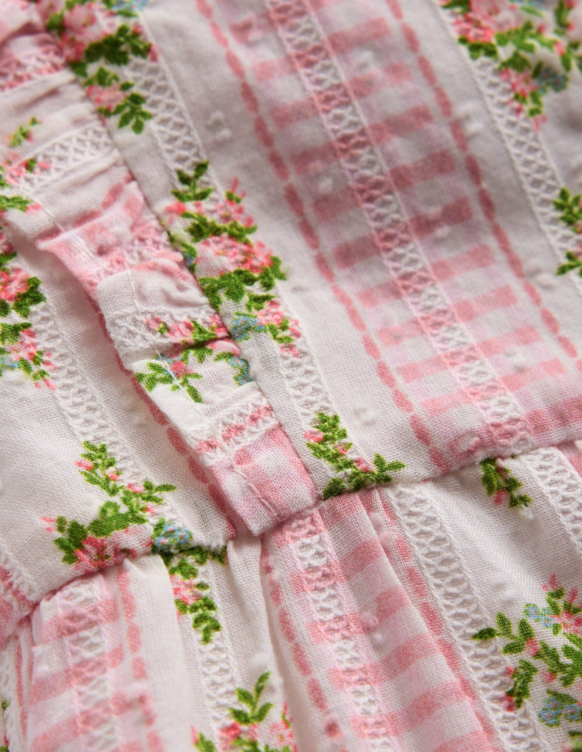 Short Frill Bubble Romper-Pink Gingham Floral - Image 3