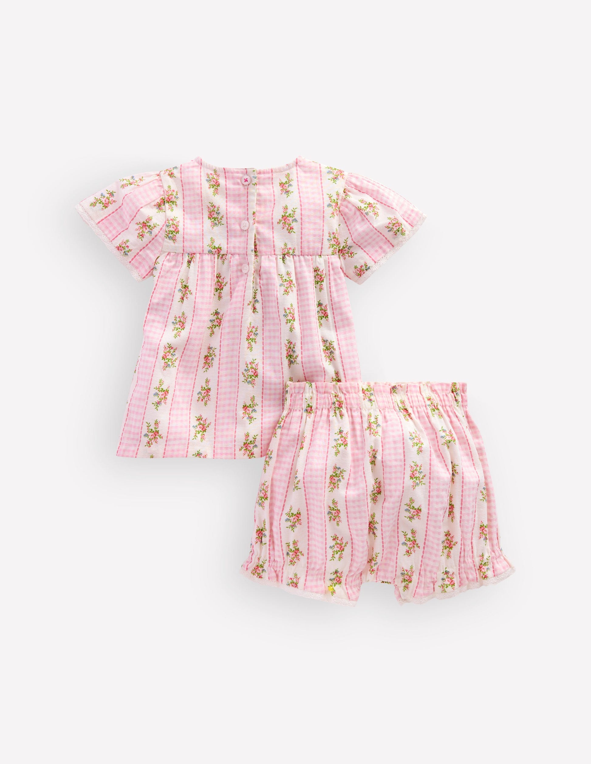 Woven Bloomers Play Set-Pink Gingham Floral-2