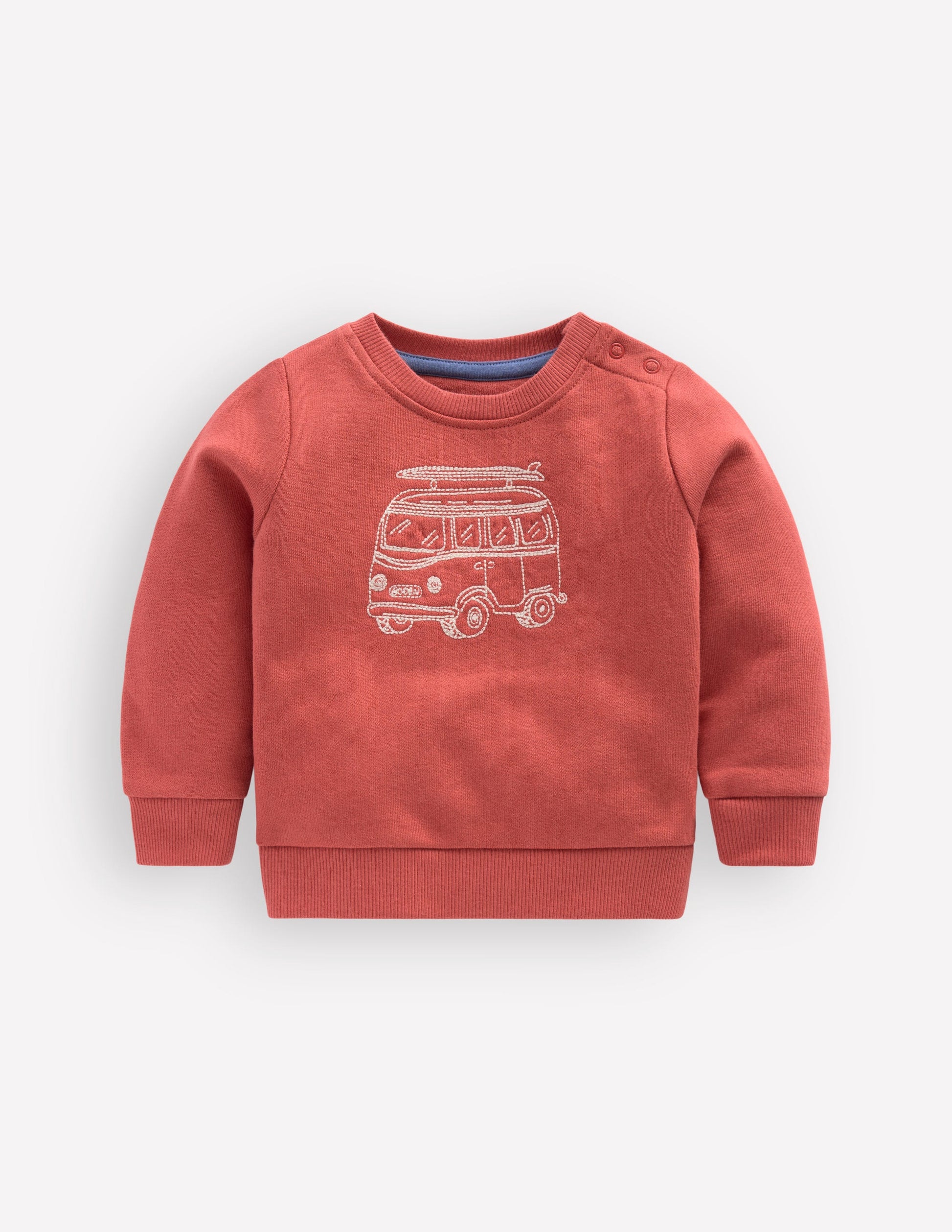 Chain Stitch Sweatshirt-Jam Red Campervan-1