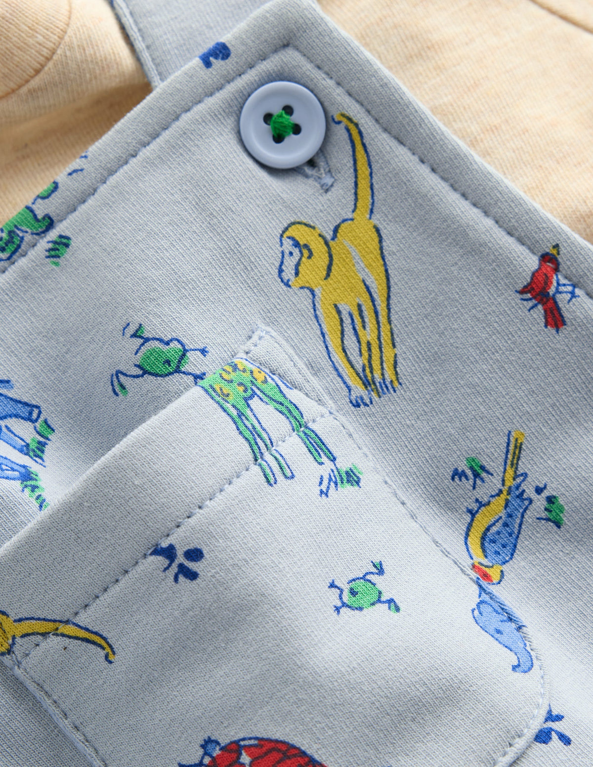 Jersey Short Dungaree Set-Blue Multi Jungle Animals - Image 3