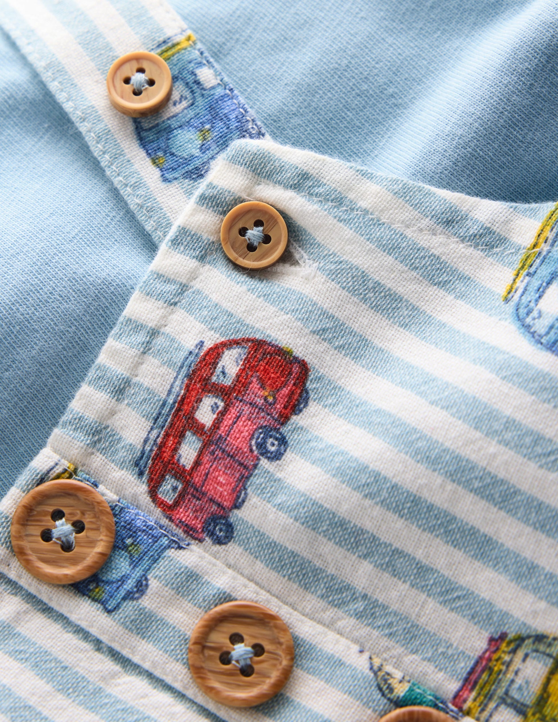 Short Woven Dungaree Set-Silver Lake Blue Camper Vans-3