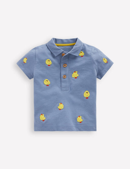 Embroidered Polo-Light Blue Fluffy Chicks-1
