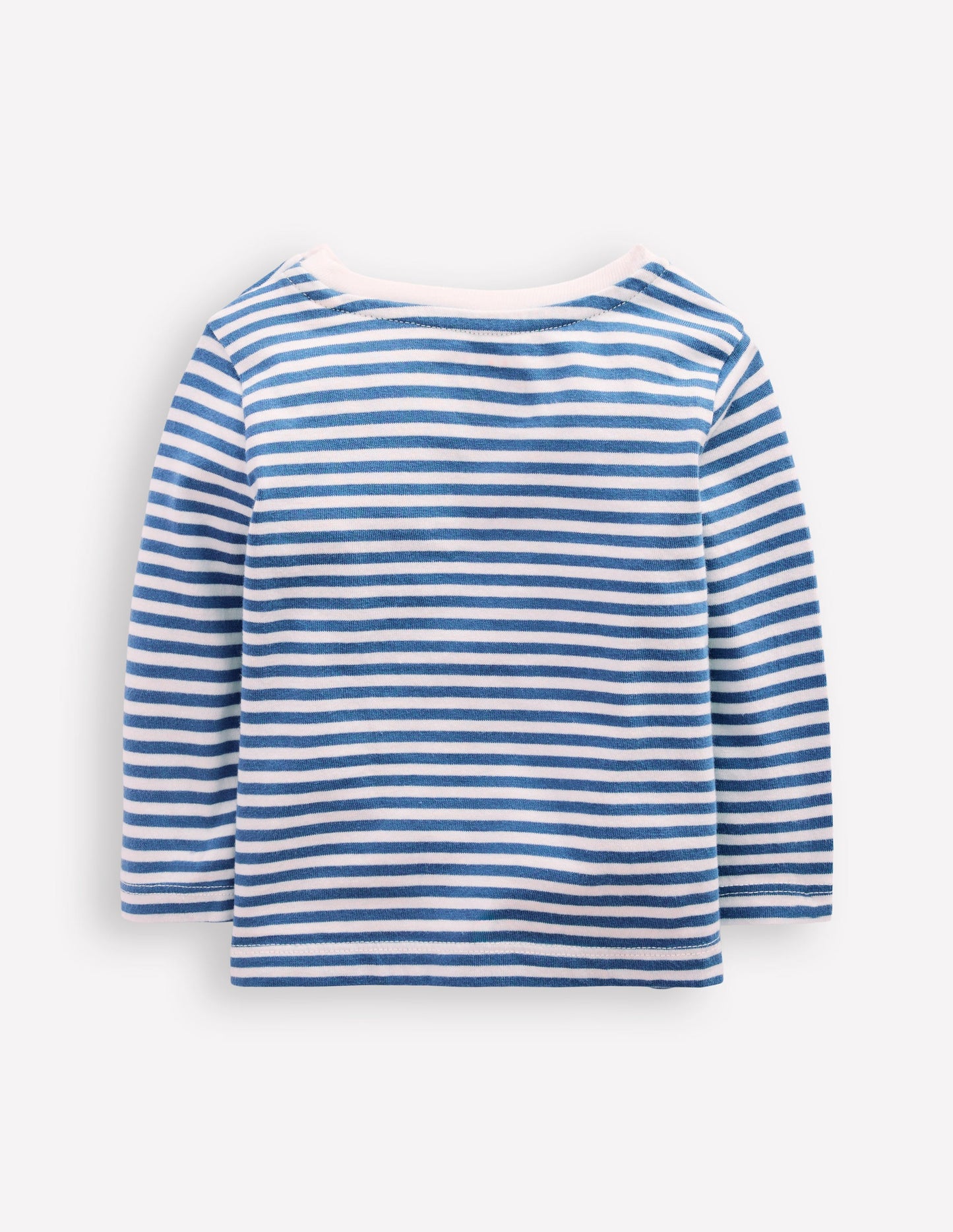 Long Sleeve Applique T-Shirt-Blue Stripe Tractors