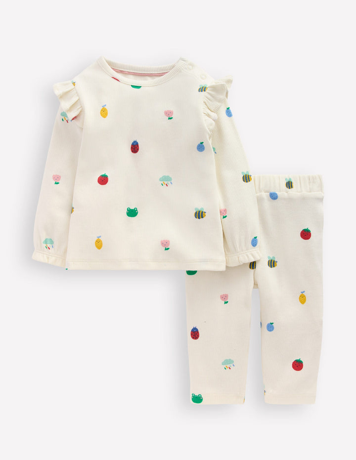 Ribbed Jersey Play Set-Soft Ivory Joyful Spring