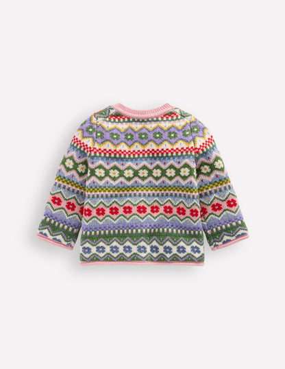 Edie Fair Isle Cardigan-Multi Flower Fair Isle-2