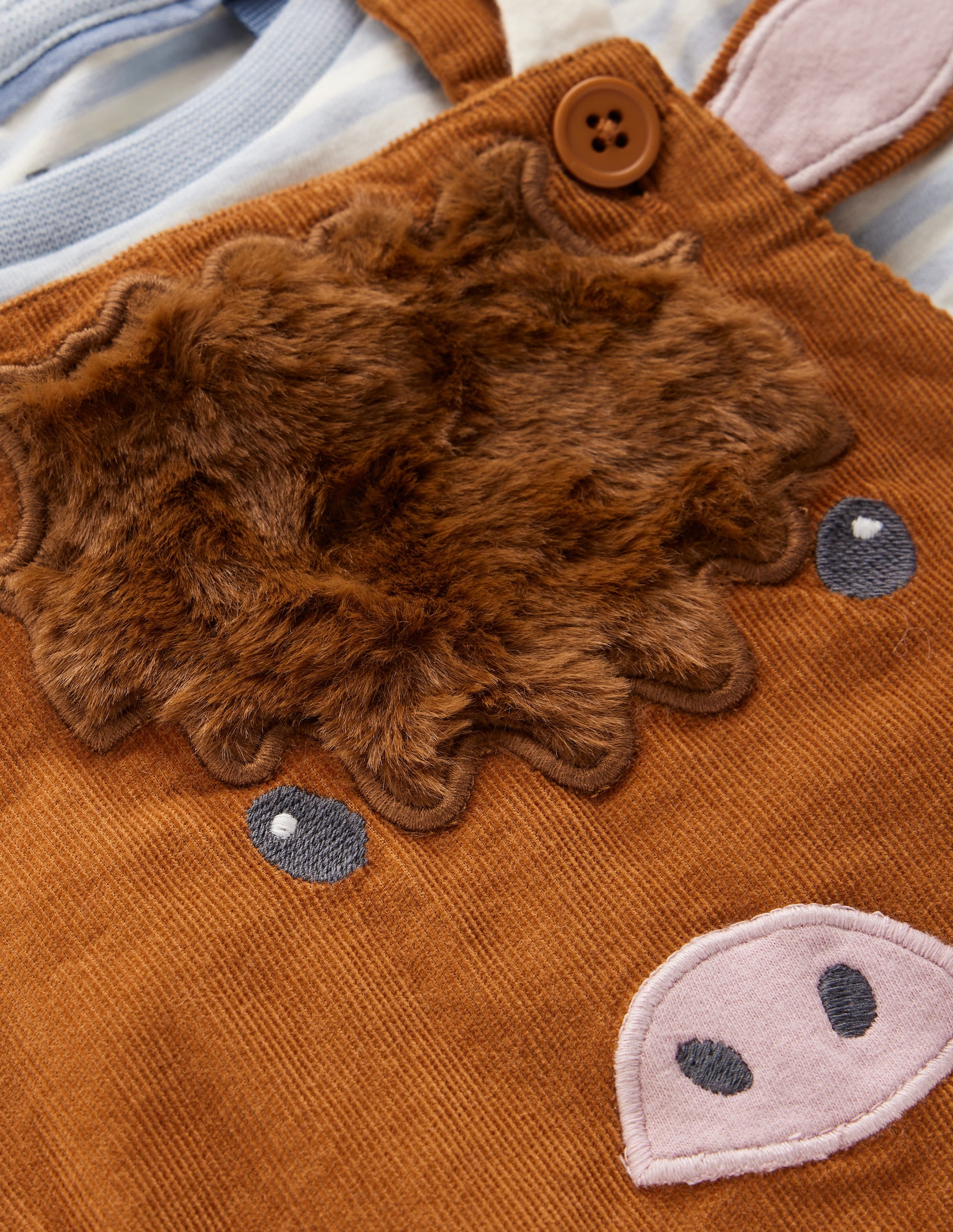 Novelty Cord Dungarees Set-Brown Highland Cow - Image 3