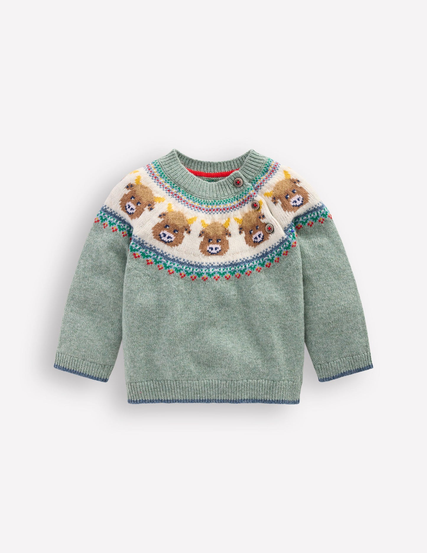 Fair isle Jumper-Csarite Green Highland Cow