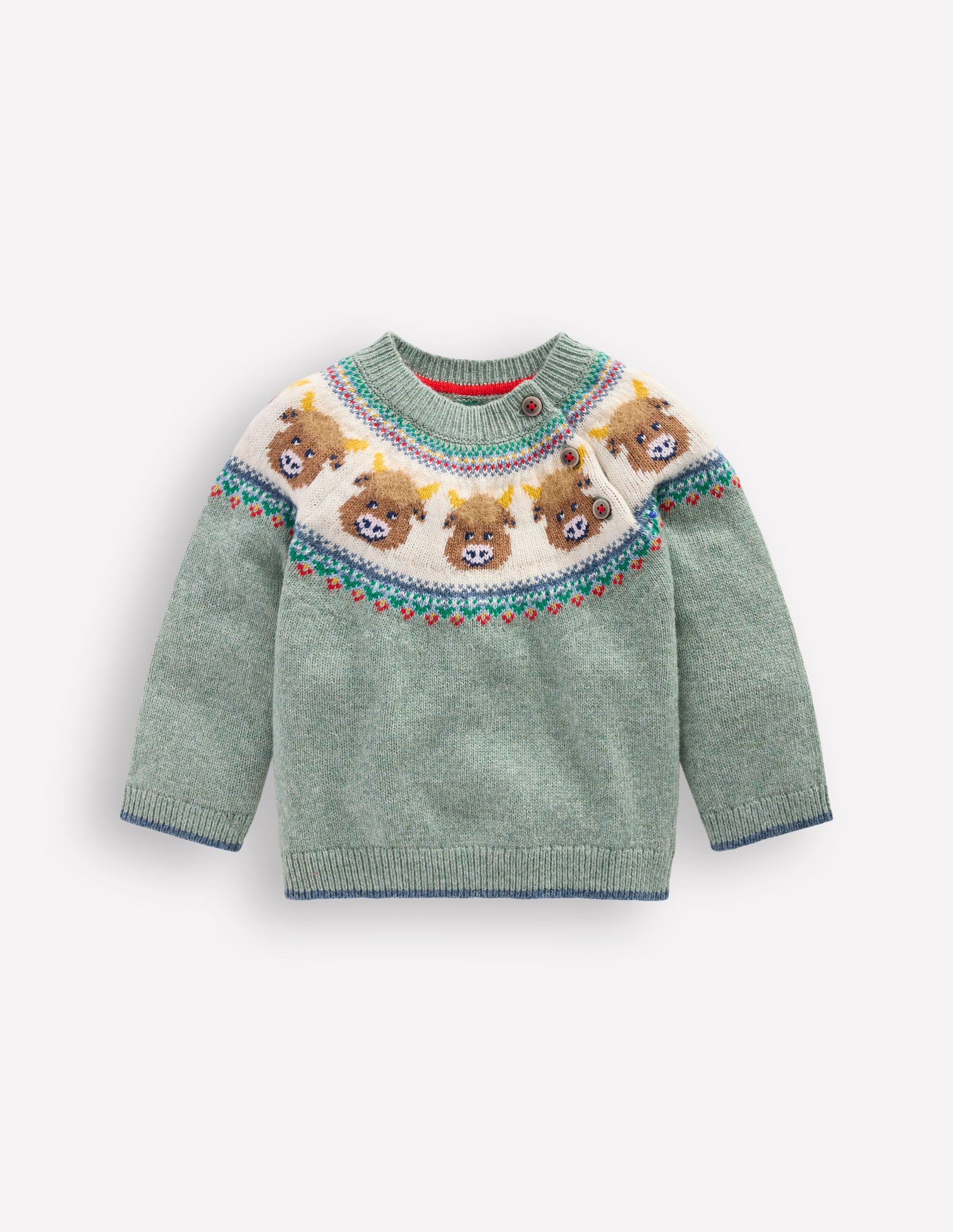 Fair isle Jumper-Csarite Green Highland Cow-1