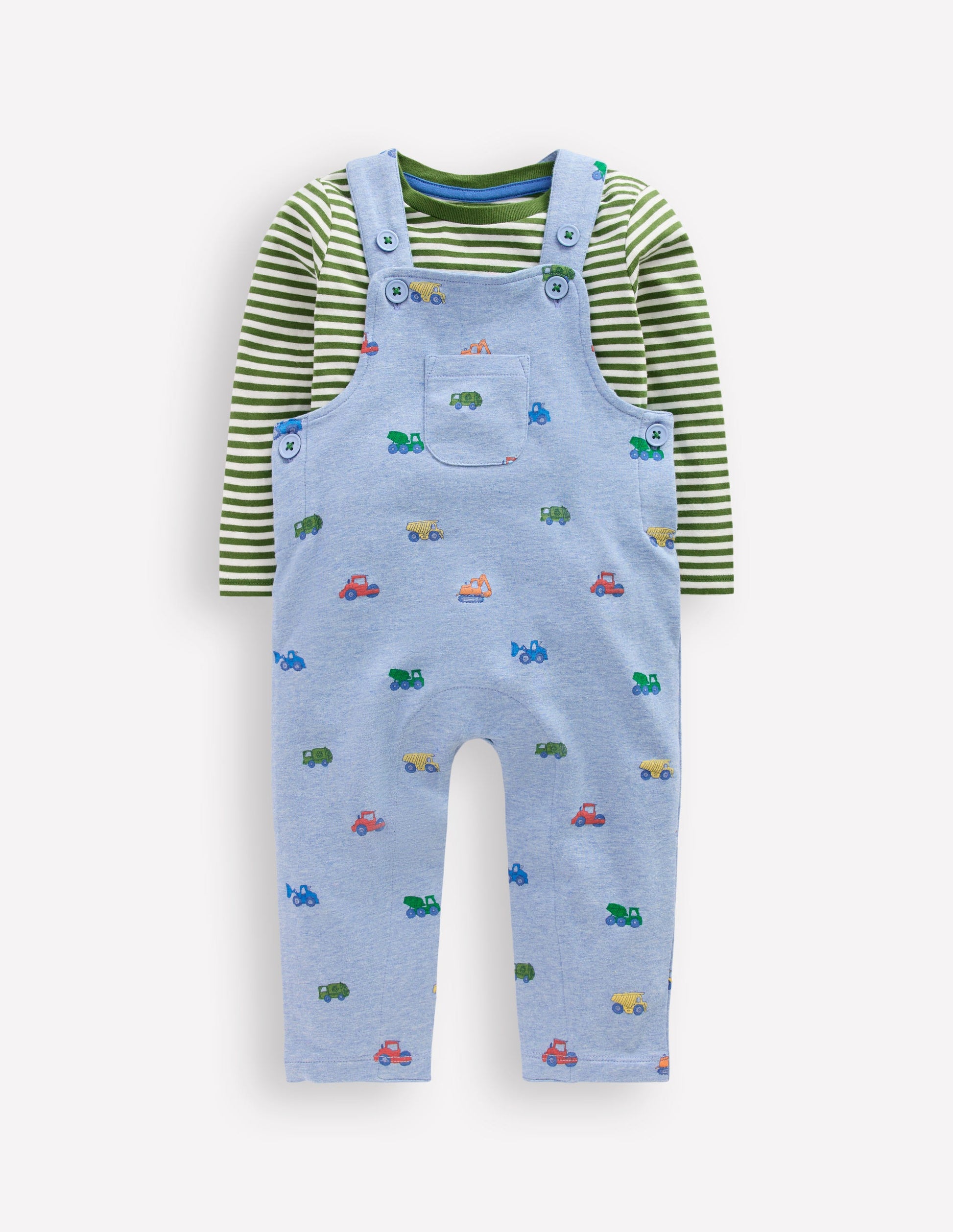 Jersey Dungaree Set-Blue Construction-1