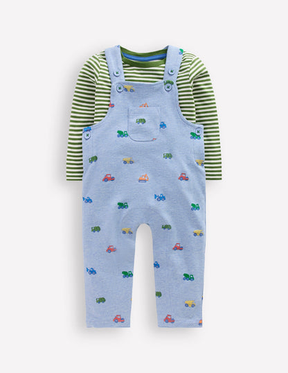 Jersey Dungaree Set-Blue Construction-1
