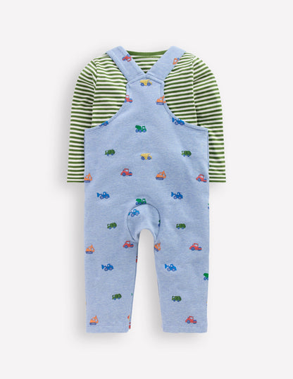 Jersey Dungaree Set-Blue Construction-2