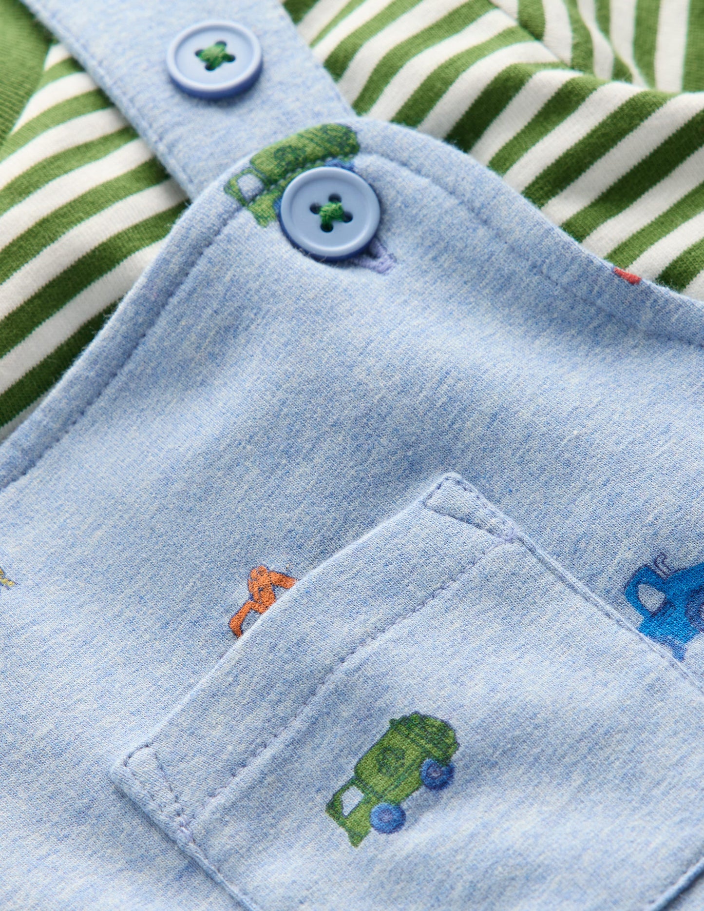 Jersey Dungaree Set-Blue Construction