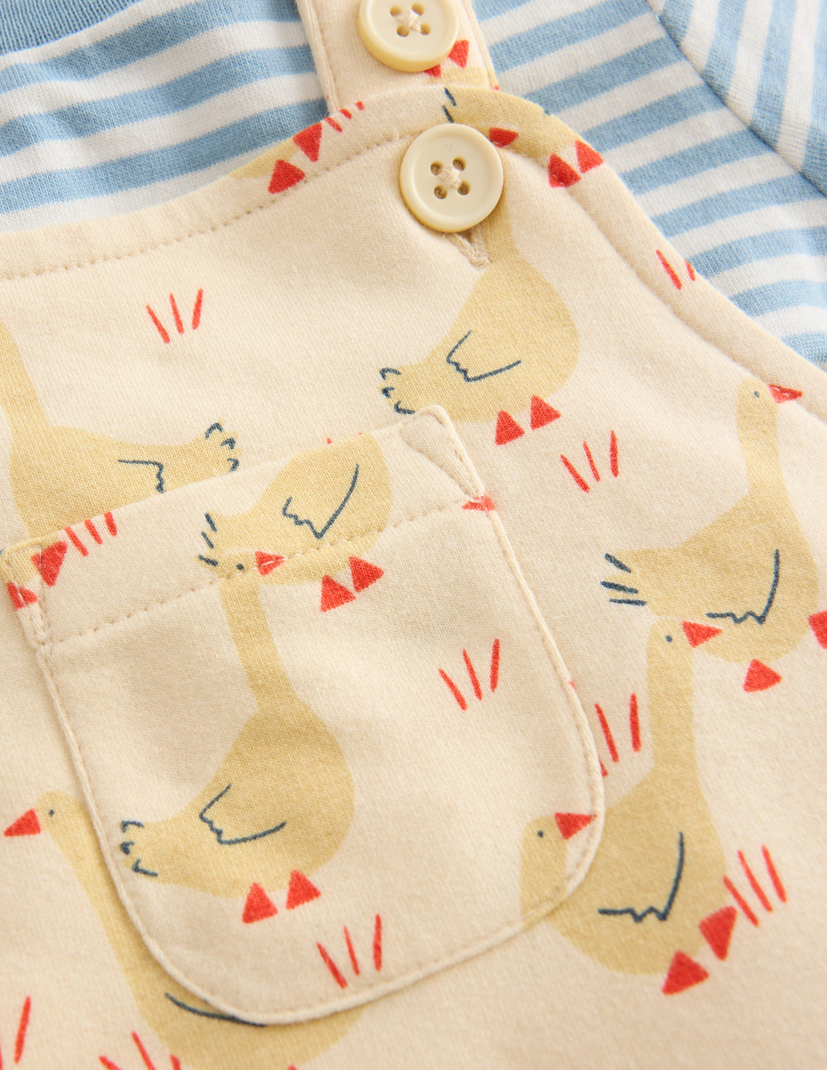 Jersey Dungaree Set-Ecru Geese - Image 3