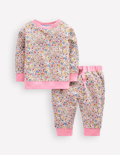 Applique Sweatshirt Set-Multi Vintage Floral Ditsy-1