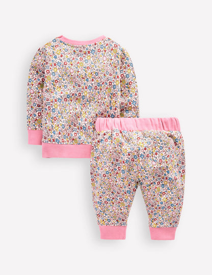 Applique Sweatshirt Set-Multi Vintage Floral Ditsy-2