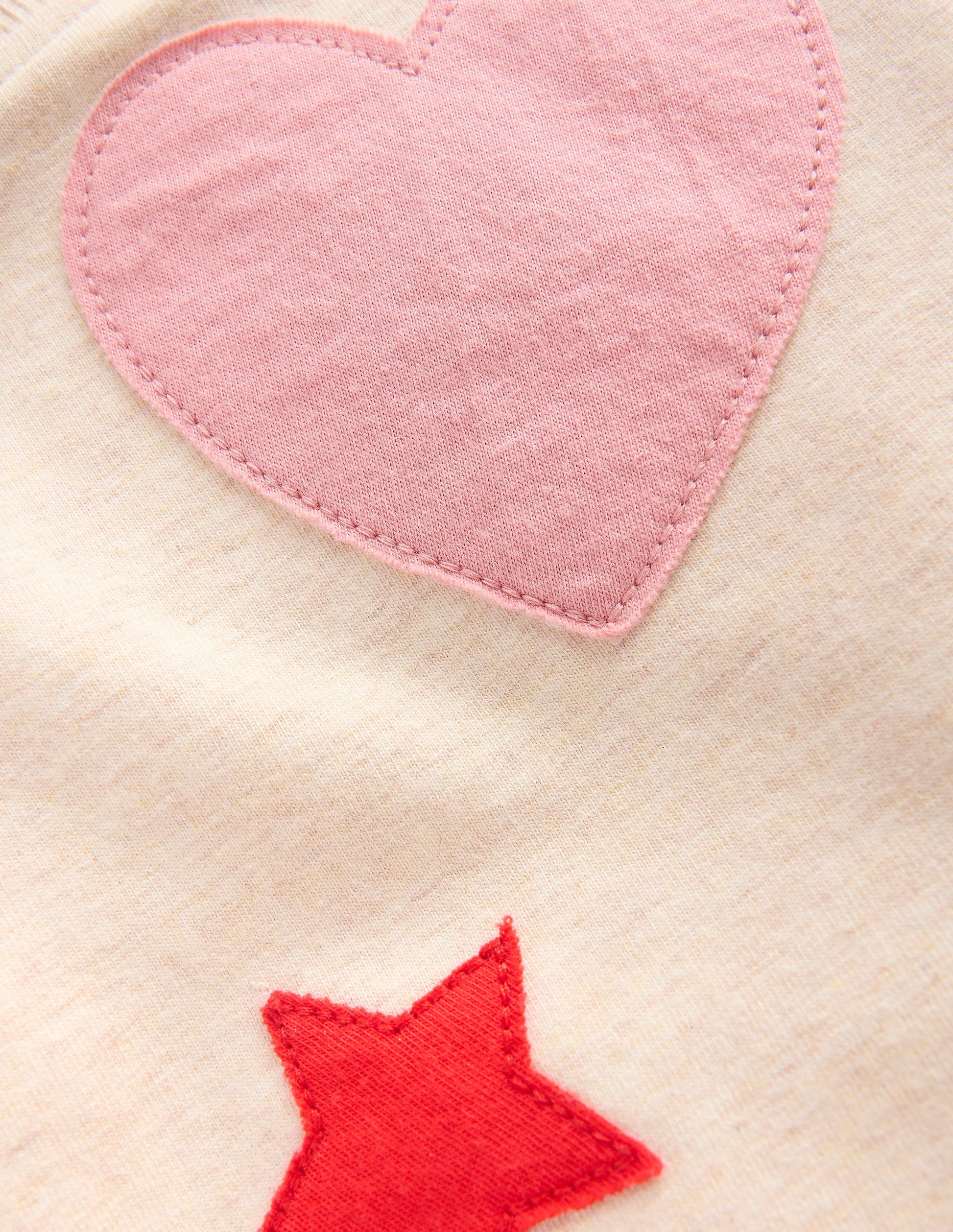 Applique Sweatshirt Set-Oatmeal Hearts & Star Applique-3