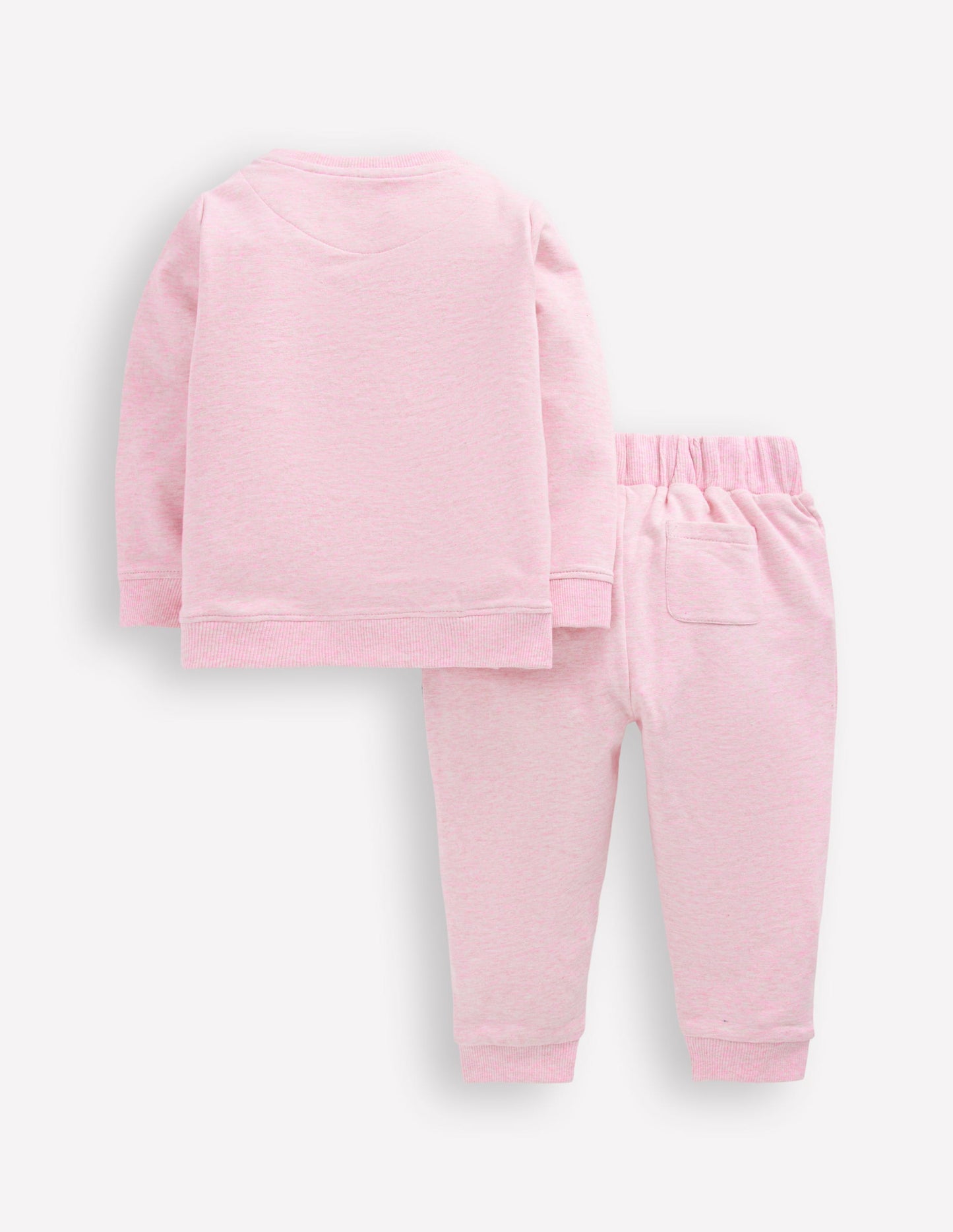 Applique Sweatshirt Set-Pink Floral Patchwork