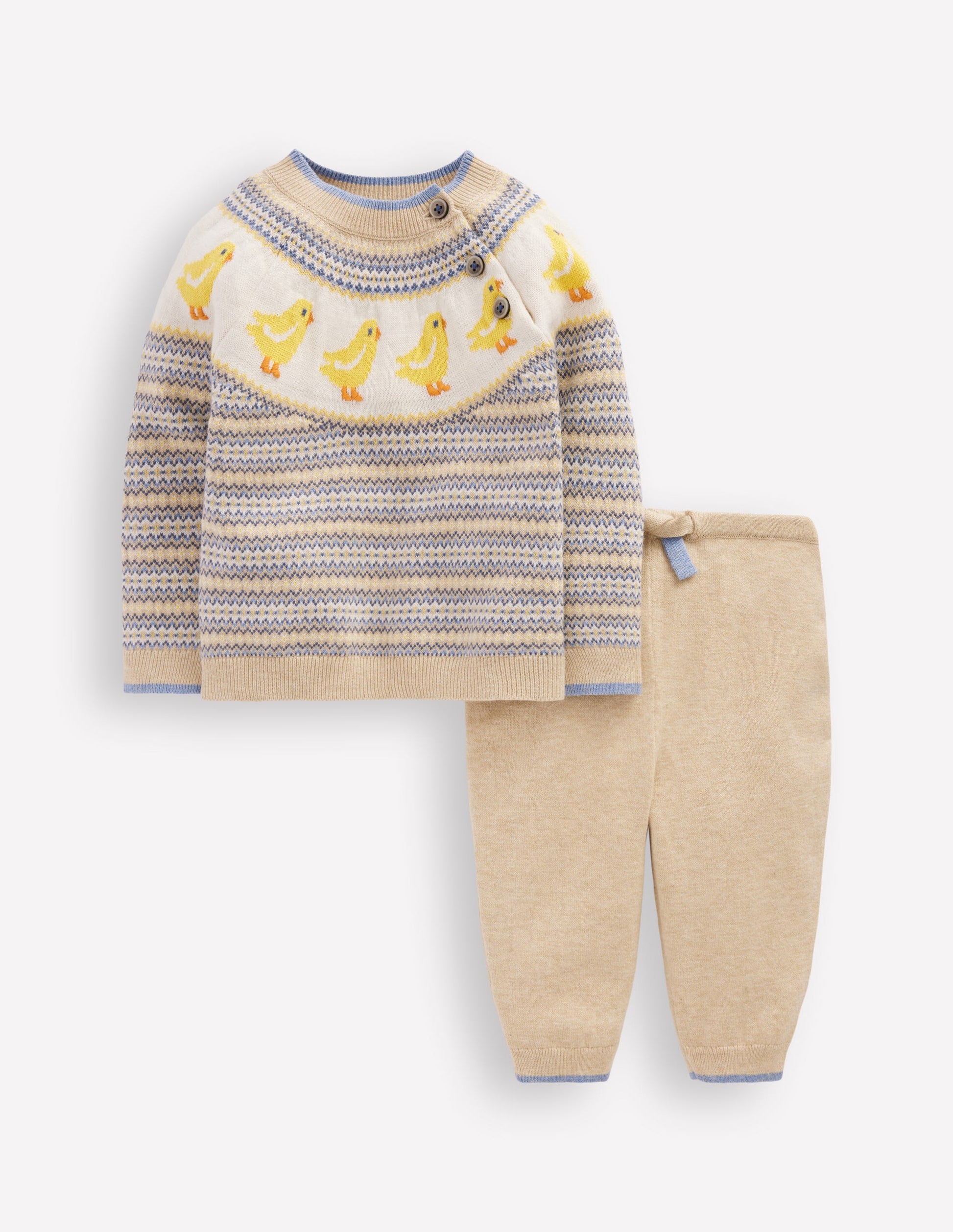 Fair Isle Knitted Play Set-Oatmeal Marl Chicks-1