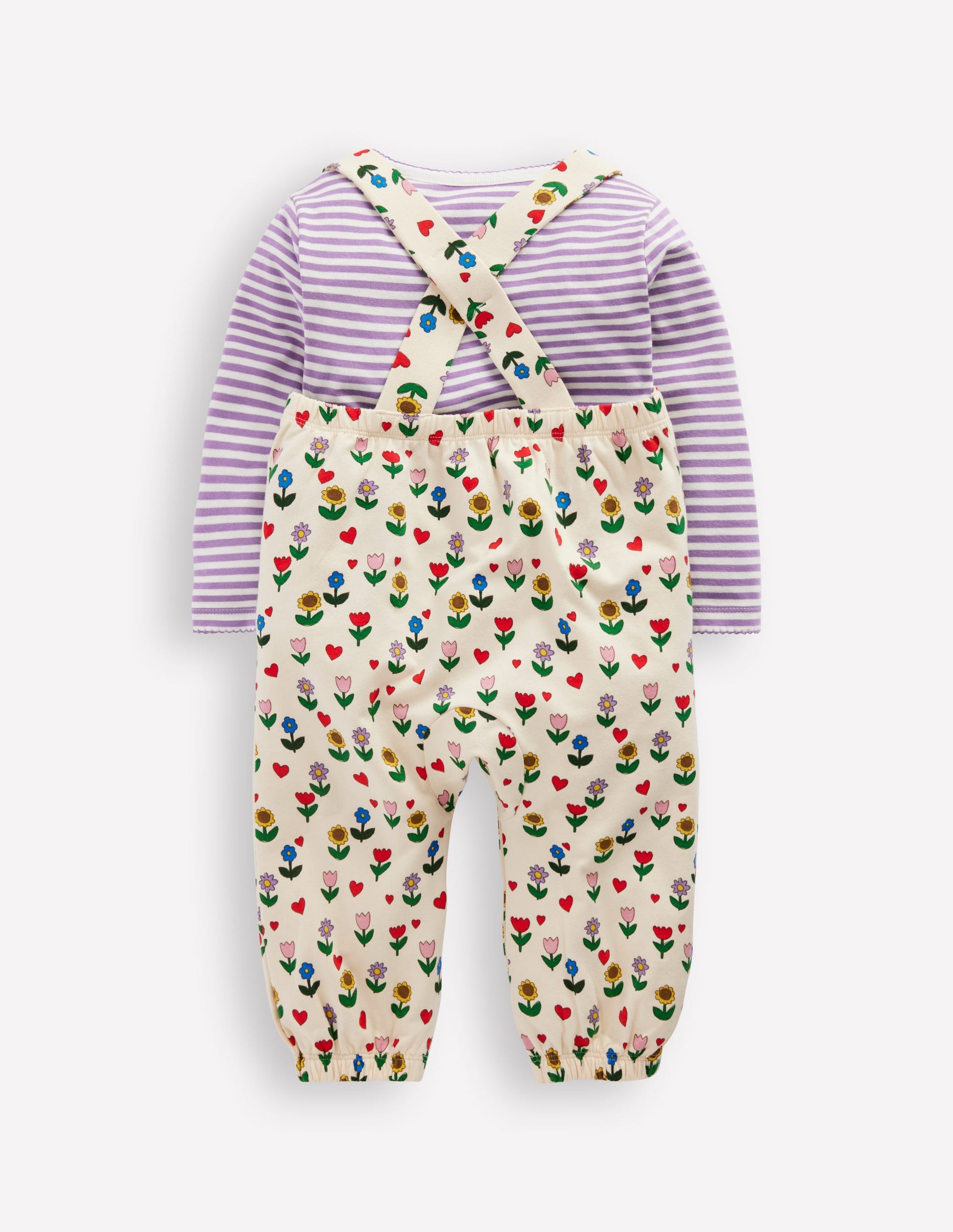 Jersey Dungaree Set-Multi Sunflower Garden-2