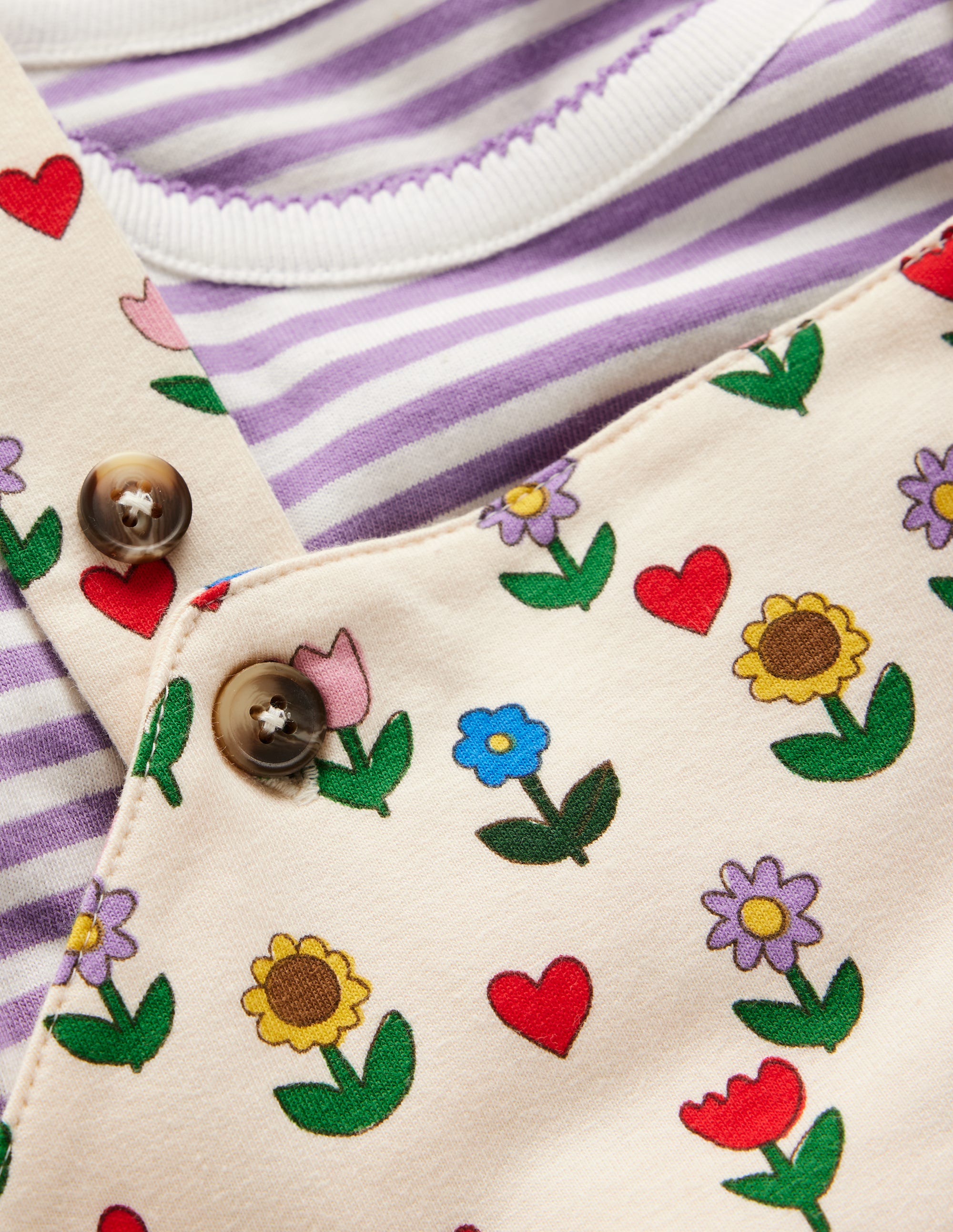 Jersey Dungarees Set-Multi Sunflower Garden - Image 3