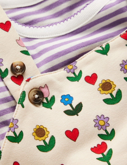 Jersey Dungaree Set-Multi Sunflower Garden-3