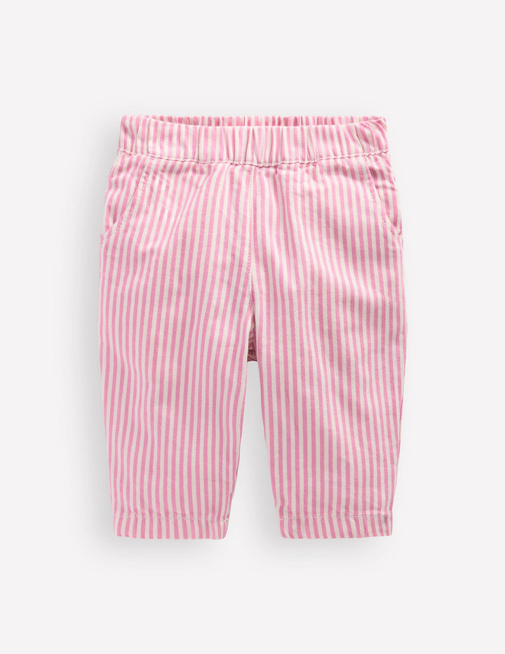 Cotton Pull-on Trousers-Pink Stripe