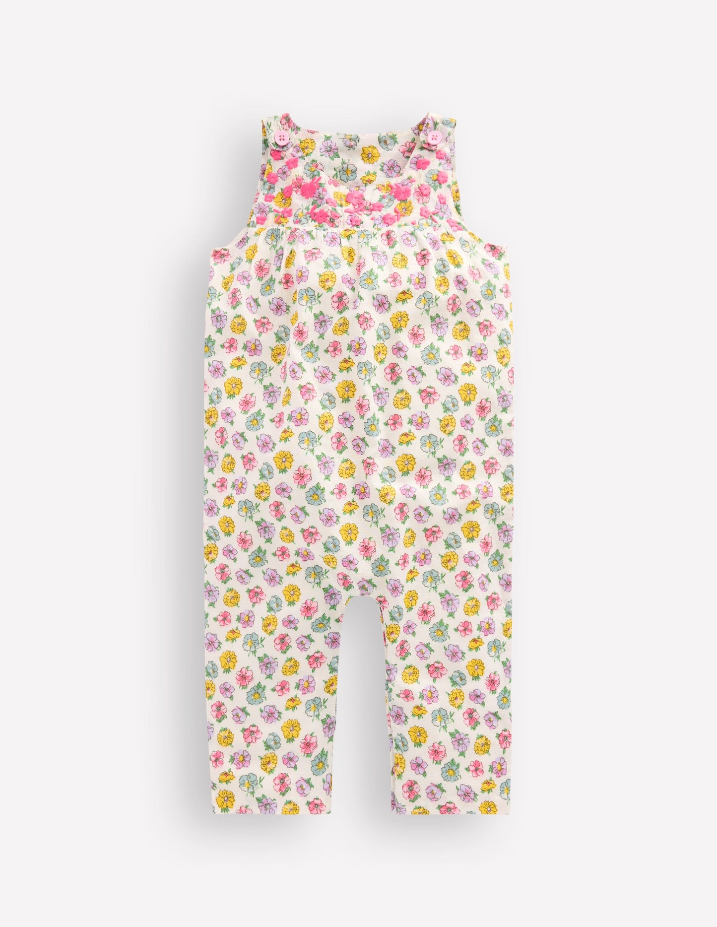 Embroidered Woven Romper-Sof Ivory Rosa Embrodiered