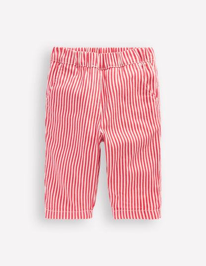 Cotton Pull-on Trousers-Red Stripe-1