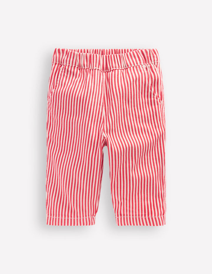 Cotton Pull-on Trousers-Red Stripe
