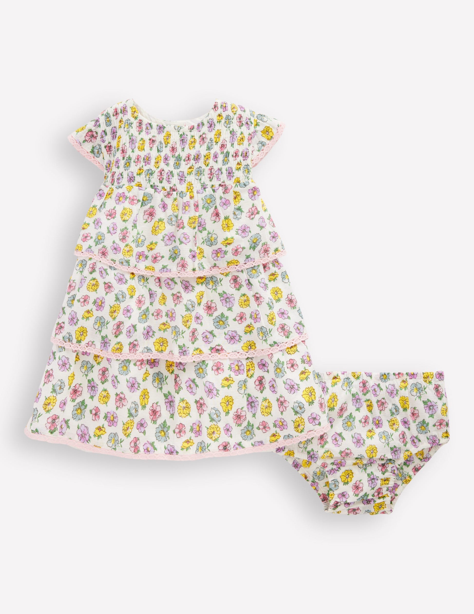 Tiered Woven Dress-Soft Ivory Rose-1