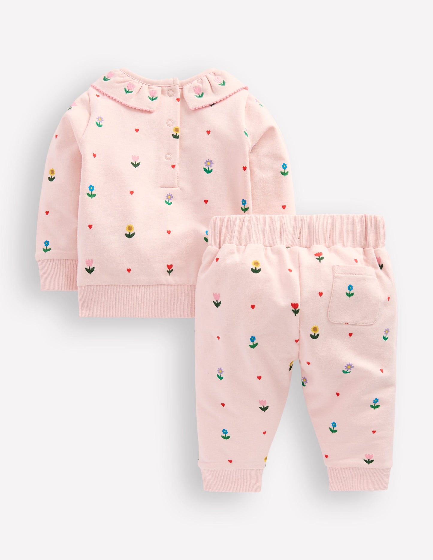 Ruffle Neck Sweat Play Set-Chalk Pink Multi Heart Flower