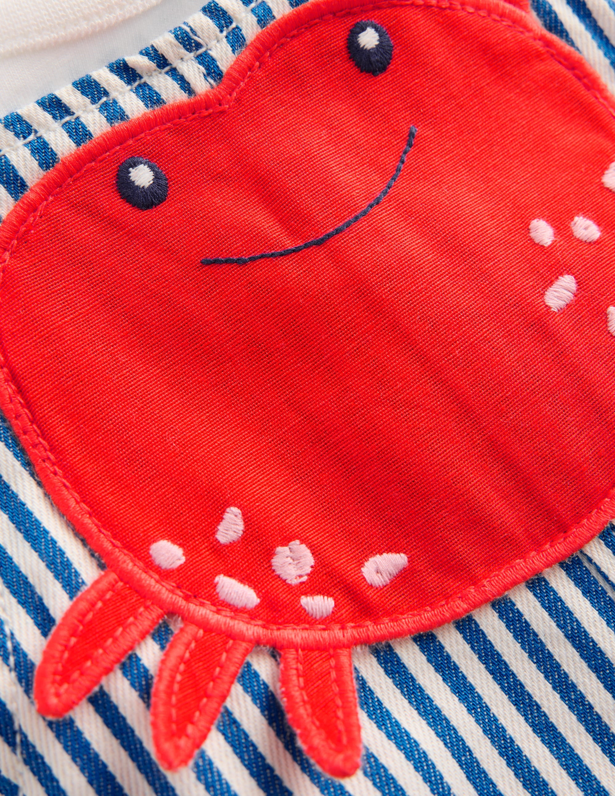 Novelty Woven Dungarees Set-Blue Stripe Crab - Image 3
