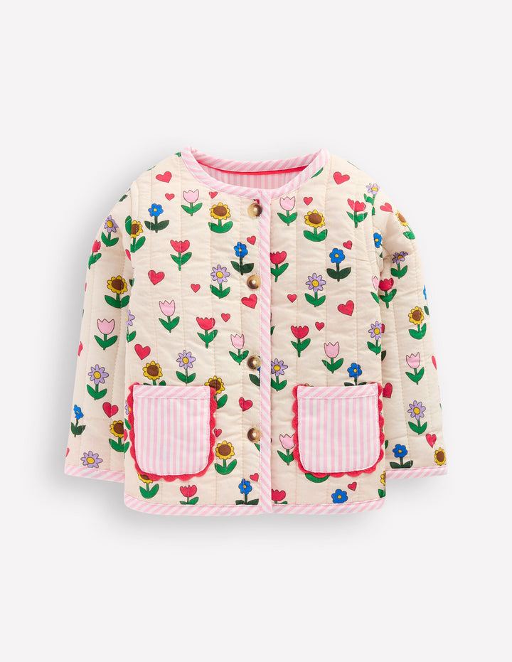 Printed Quilted Jacket-Multi Sunflower Garden