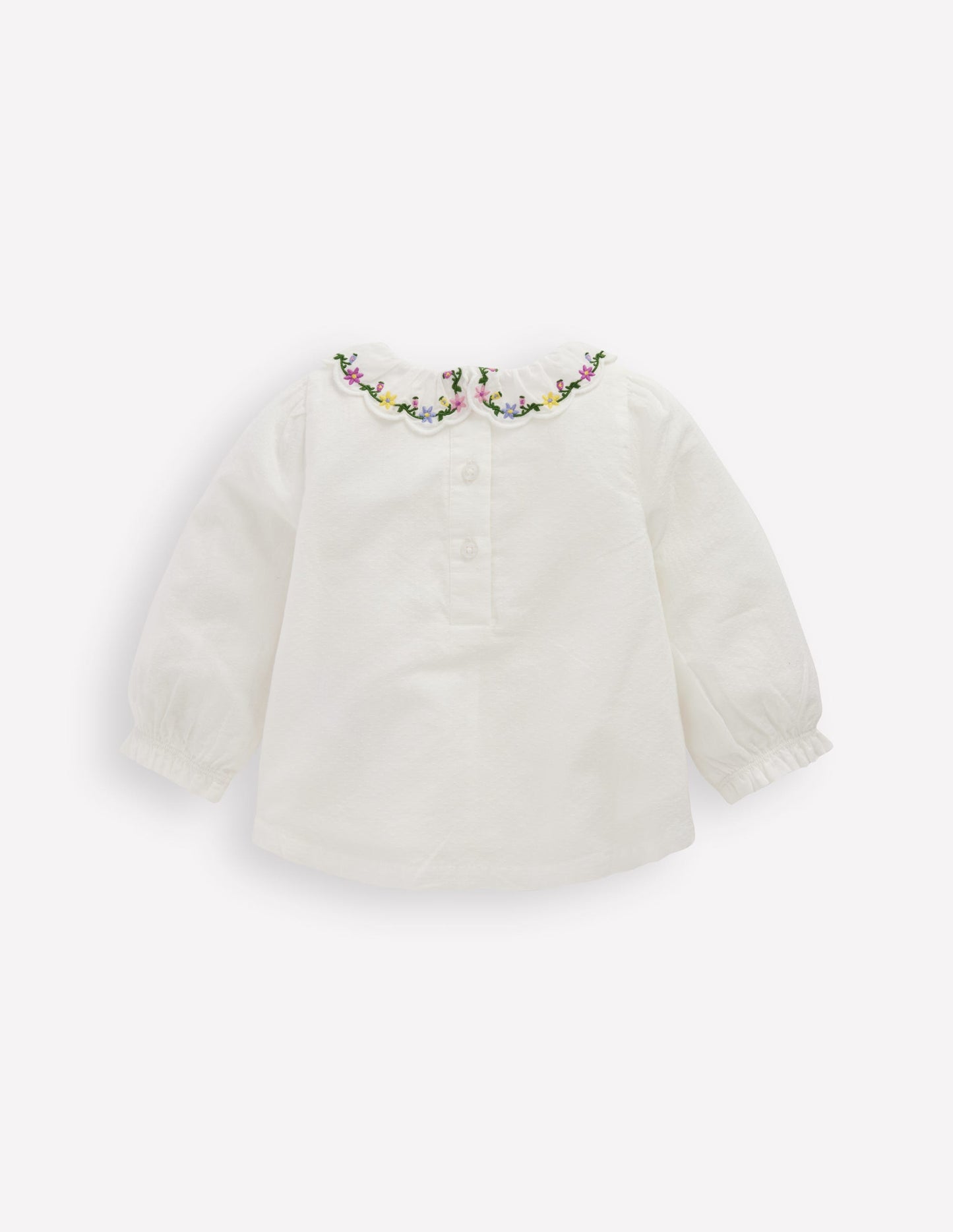 Embroidered Collar Woven Top-Soft Ivory Embroidery